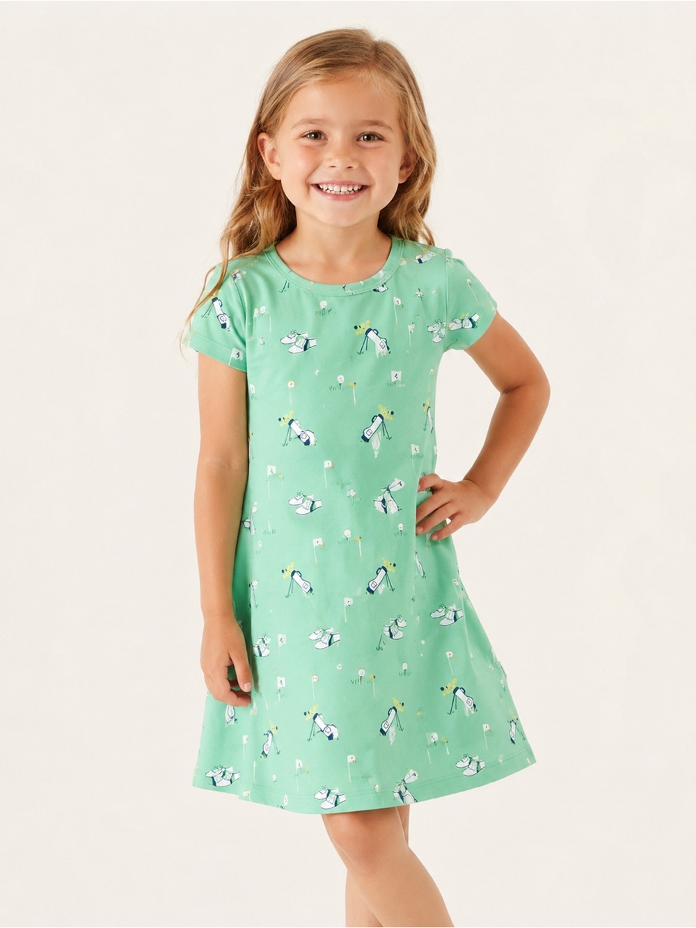 The Beaufort Bonnet Company Polly Play Dress Mulligans & Manners Golf Print Sz 5